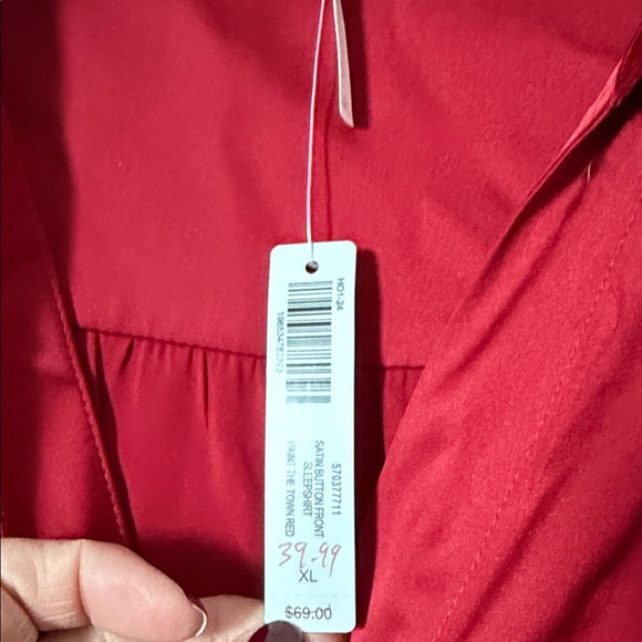 Soma Red Button-Down Pajama Shirt - Picture 3 of 6